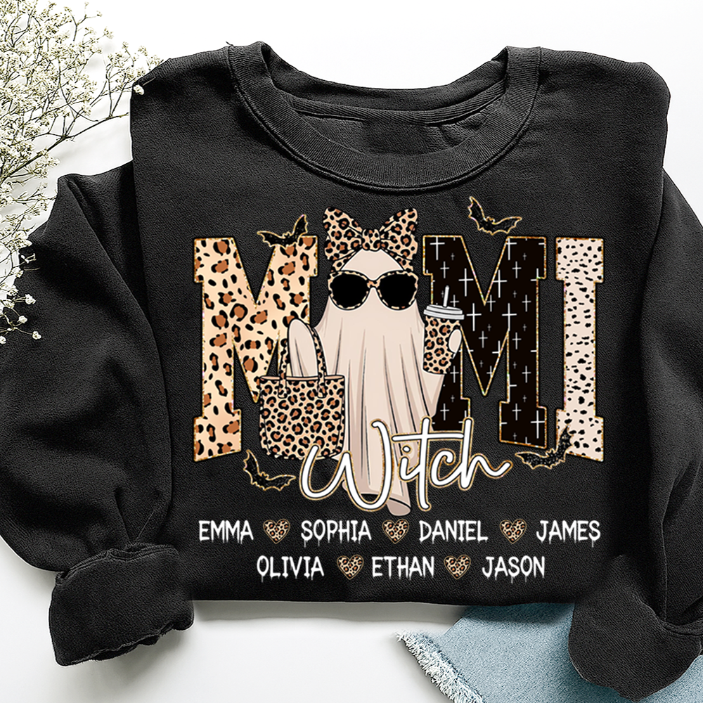 Custom Ghost Sweatshirt for Grandma, Halloween Witch Mimi Boo 2025