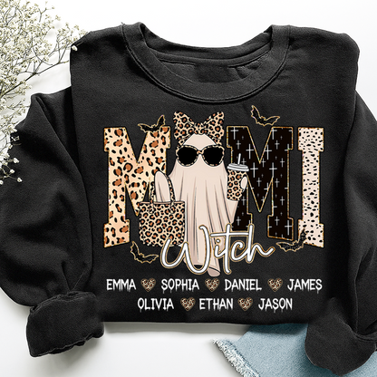 Custom Ghost Sweatshirt for Grandma, Halloween Witch Mimi Boo 2025