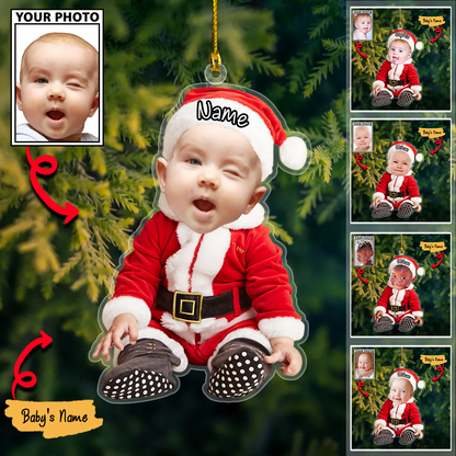 Custom Baby Photo Ornaments with Names, Personalized Christmas Ornaments