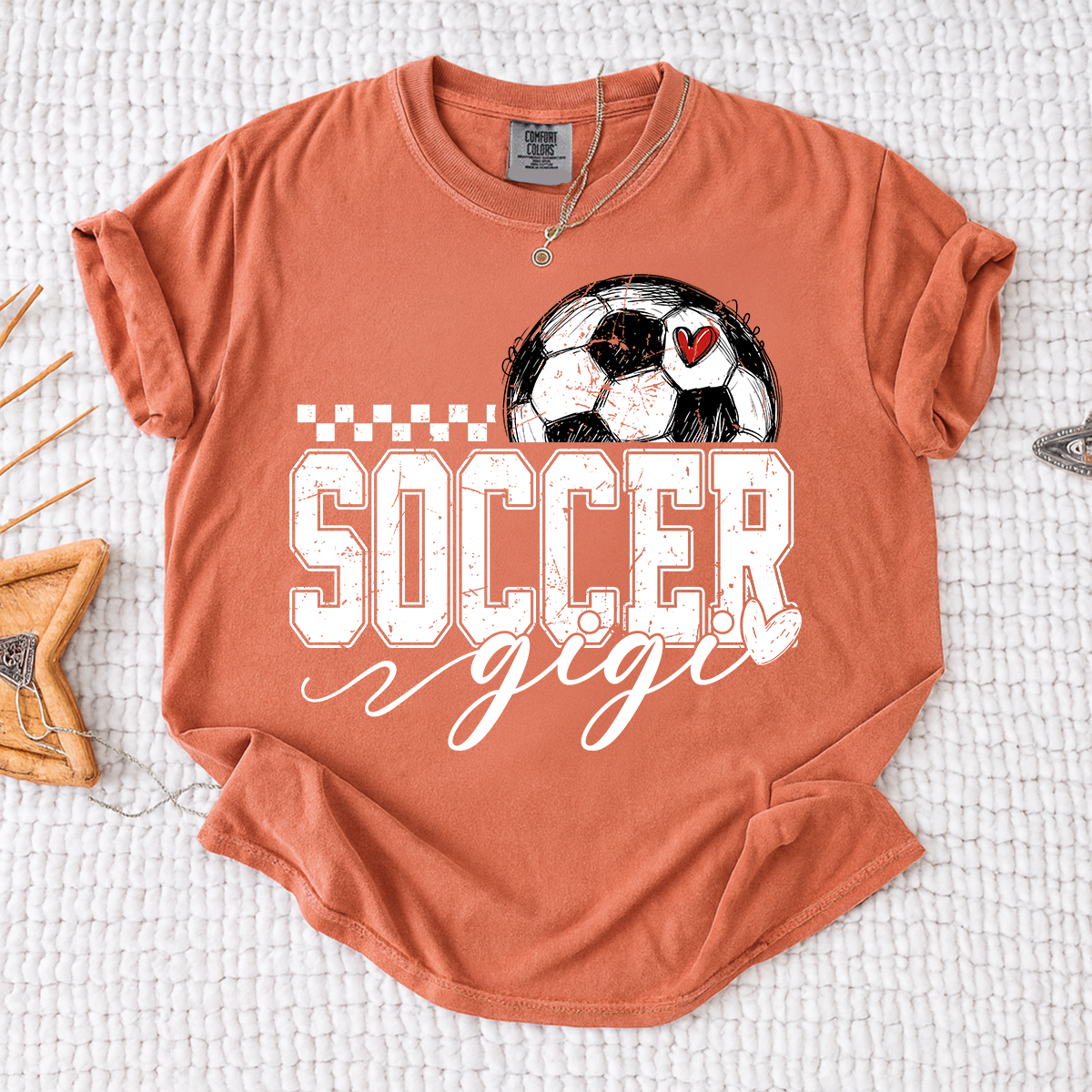 Comfort Colors® Personalized Gigi Soccer Tee, Custom Soccer Gigi For Gift Family