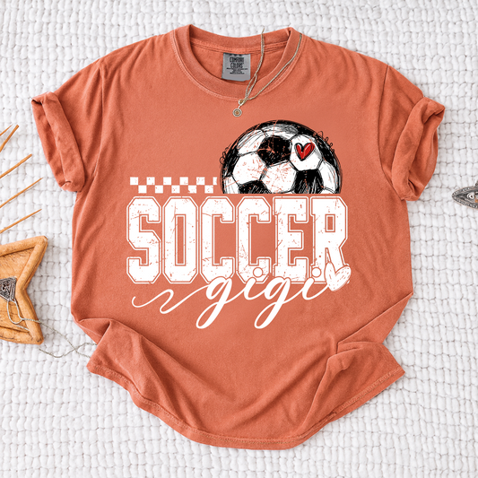 Comfort Colors® Personalized Gigi Soccer Tee, Custom Soccer Gigi For Gift Family