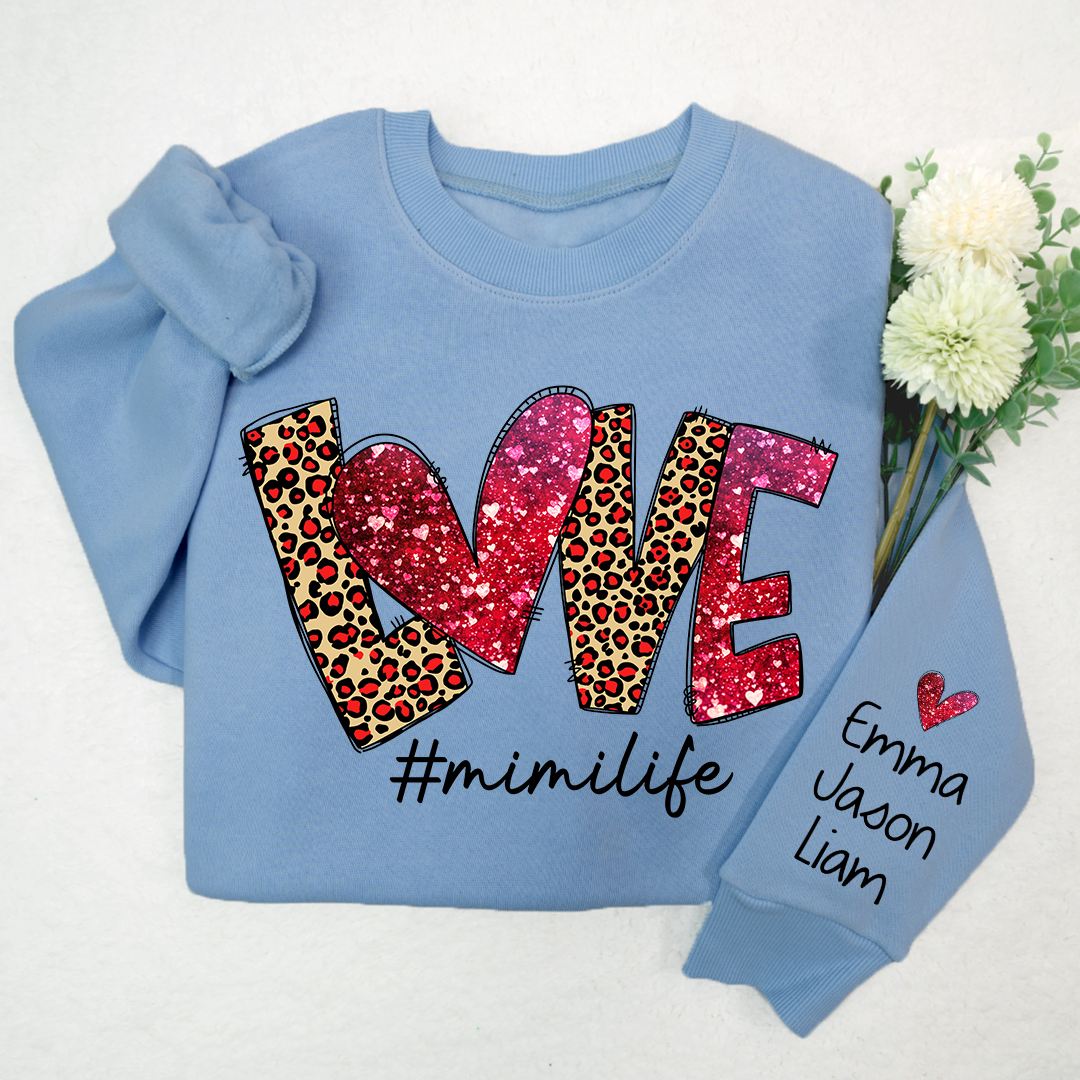 Love Leopard Mimilife, Custom Mimi With Kids, Grandma Gift TH Sweatshirt