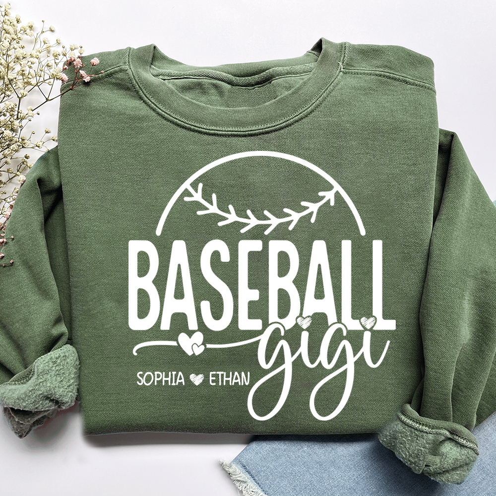 Personalized Baseball Gigi Sweatshirt, Custom Gift For Grandma And Kids