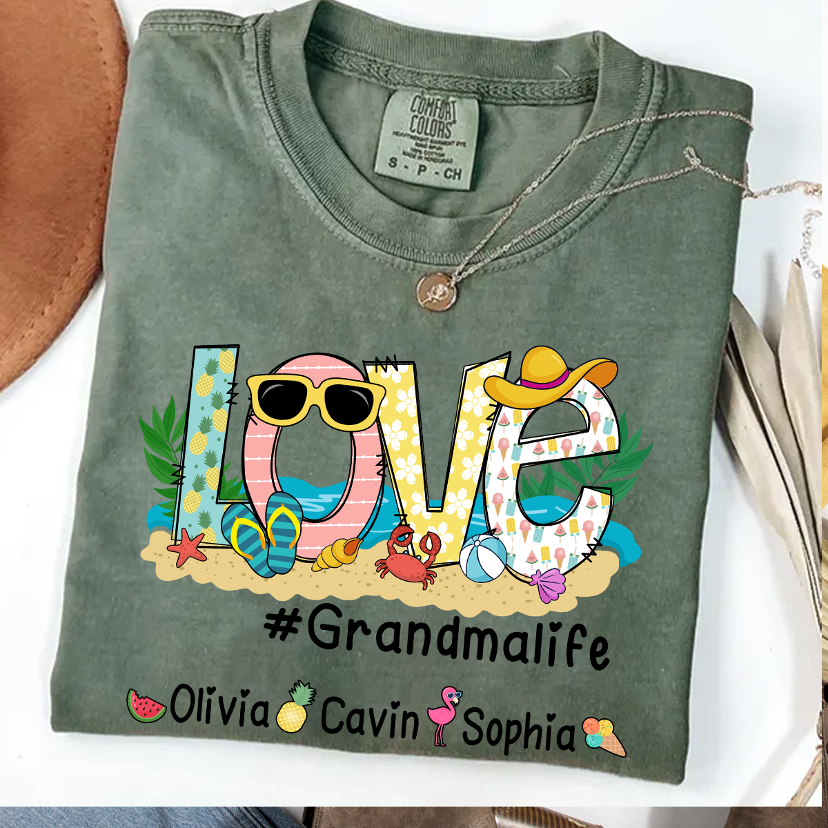 Comfort Colors® Love Grandma Life Beach T-Shirt, Gift For Grandma T-Shirt