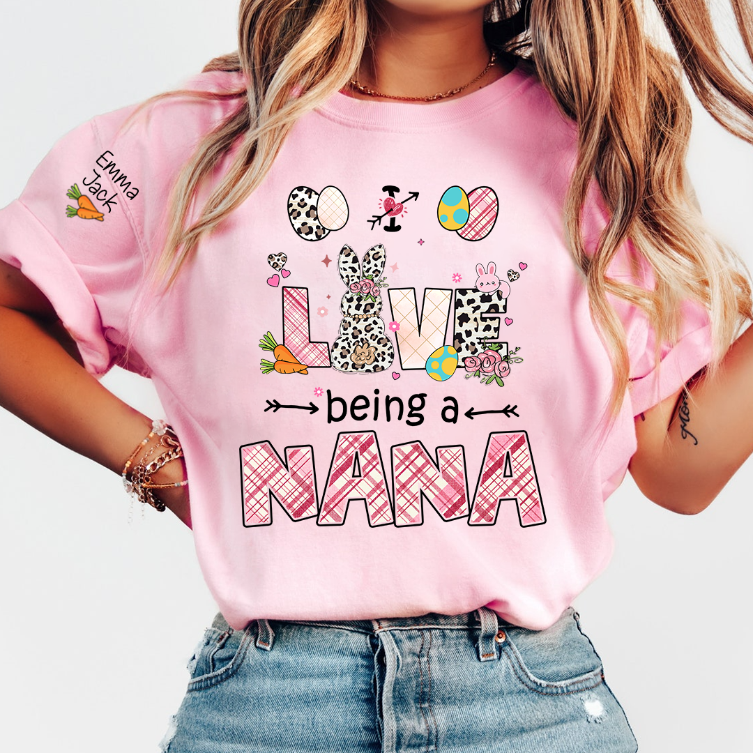 Easter Nana Shirt Love Being a Nana, Cute Bunny Spring Family Tee