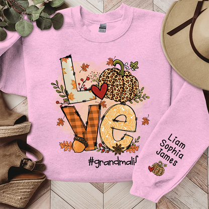 Love Grandma Life Pumpkin Fall Autumn, Custom Grandma And Grandkids, Grandma Gift, Autumn Gift TH Sweatshirt