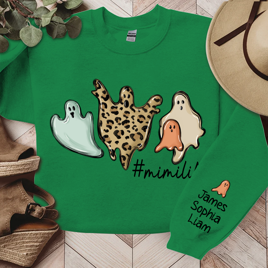 Mimi Life Ghost Halloween Sweatshirt, Custom Mimi & Grandkids, Grandma Gift Halloween TH