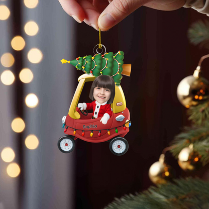 Custom Kid Face Ornament 2025 – Personalized Christmas Car Ornament with Name & Photo, Cute Gift for Kids Ornament