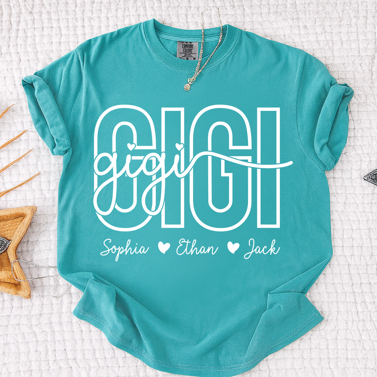 Comfort Colors® Custom Name Gigi Shirt for Women, Personalized Grandma Tee with Grandkids Names, Meaningful Family Gift for Gigi Lovers