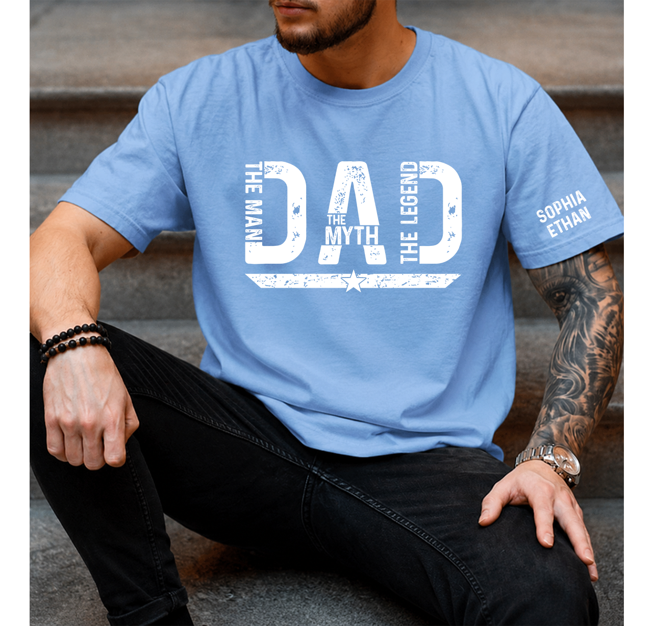 The Man The Myth The Legend Dad T-Shirt – Personalized Custom Name Gift for Dad Daddy Papa