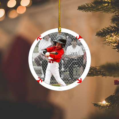 Baseball Christmas Acrylic Ornament, Personalized Name, Year & Photo Sports Decoration 2025