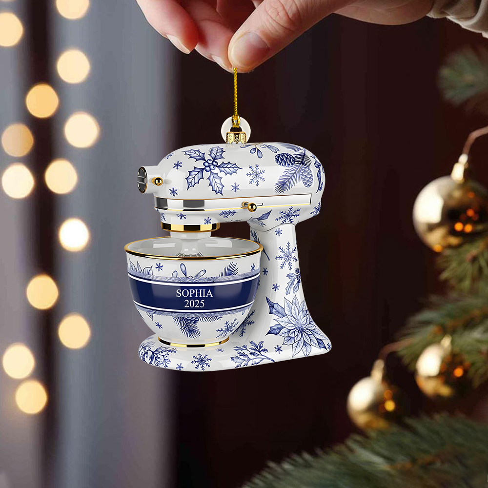 Personalized Mixer Ornament 2025 – Custom Name Baking Mixer Christmas Ornament Gift for Bakers & Chefs Ornament