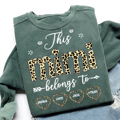 Personalized This Mimi Belongs To Sweatshirt, Custom Leopard Print Names