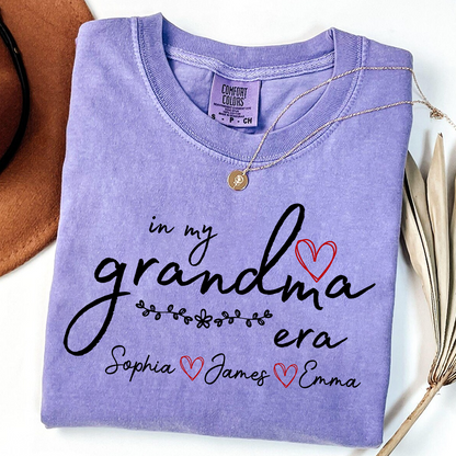 Comfort Colors Personalized In My Grandma Era T Shirt, Perfect Gift for Grandmothers with Kids' Names