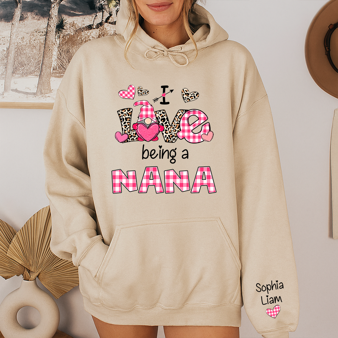Personalized Nana Hoodie I Love Being a Nana with Custom Names, Cute Grandma Hoodie for Valentine Season