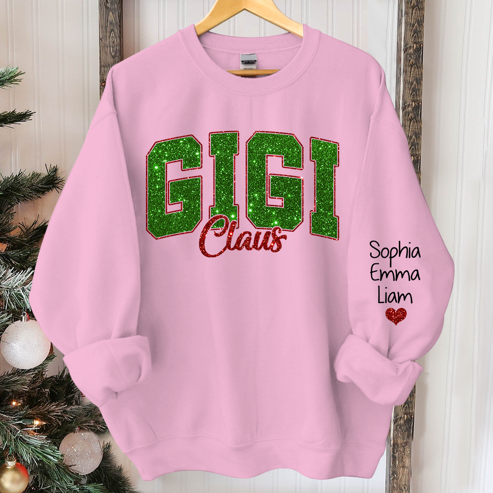 Glitter Gigi Claus Green Christmas And Kids 2014 Sweatshirt