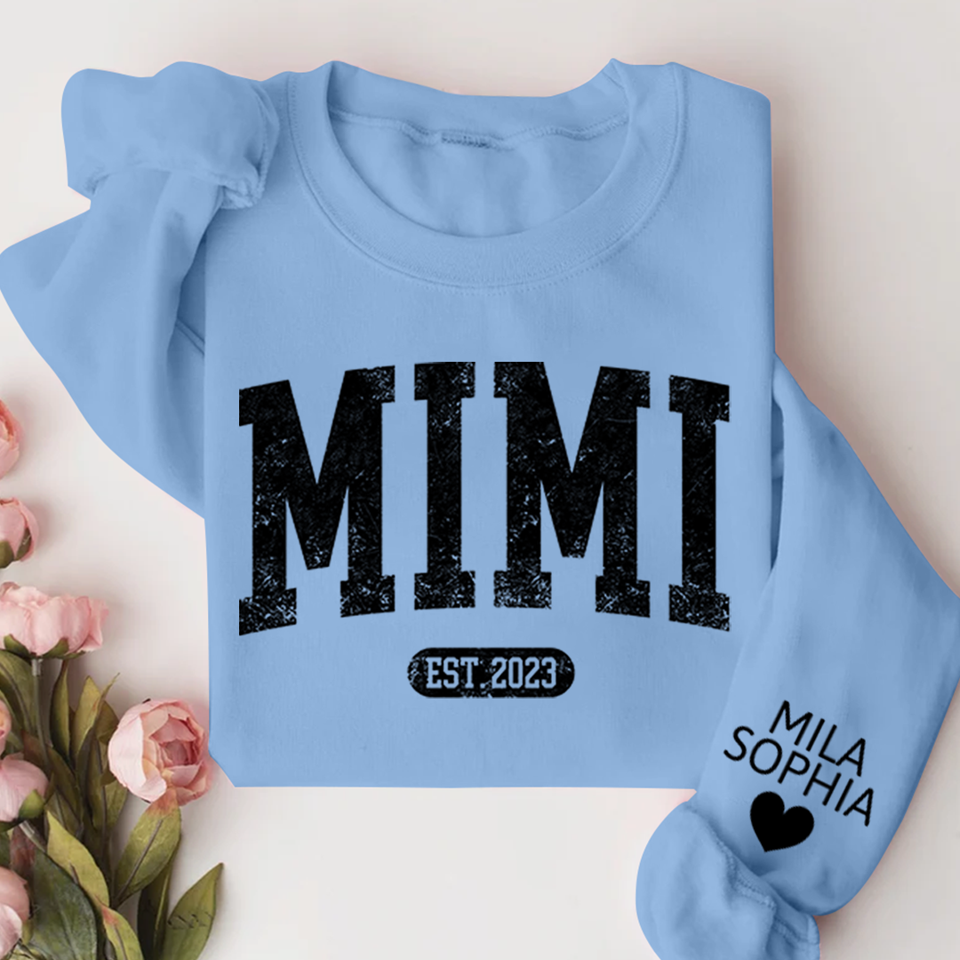 Custom Mimi Nana Grammy Est with Granddaughter and Grandson Names Sweatshirt