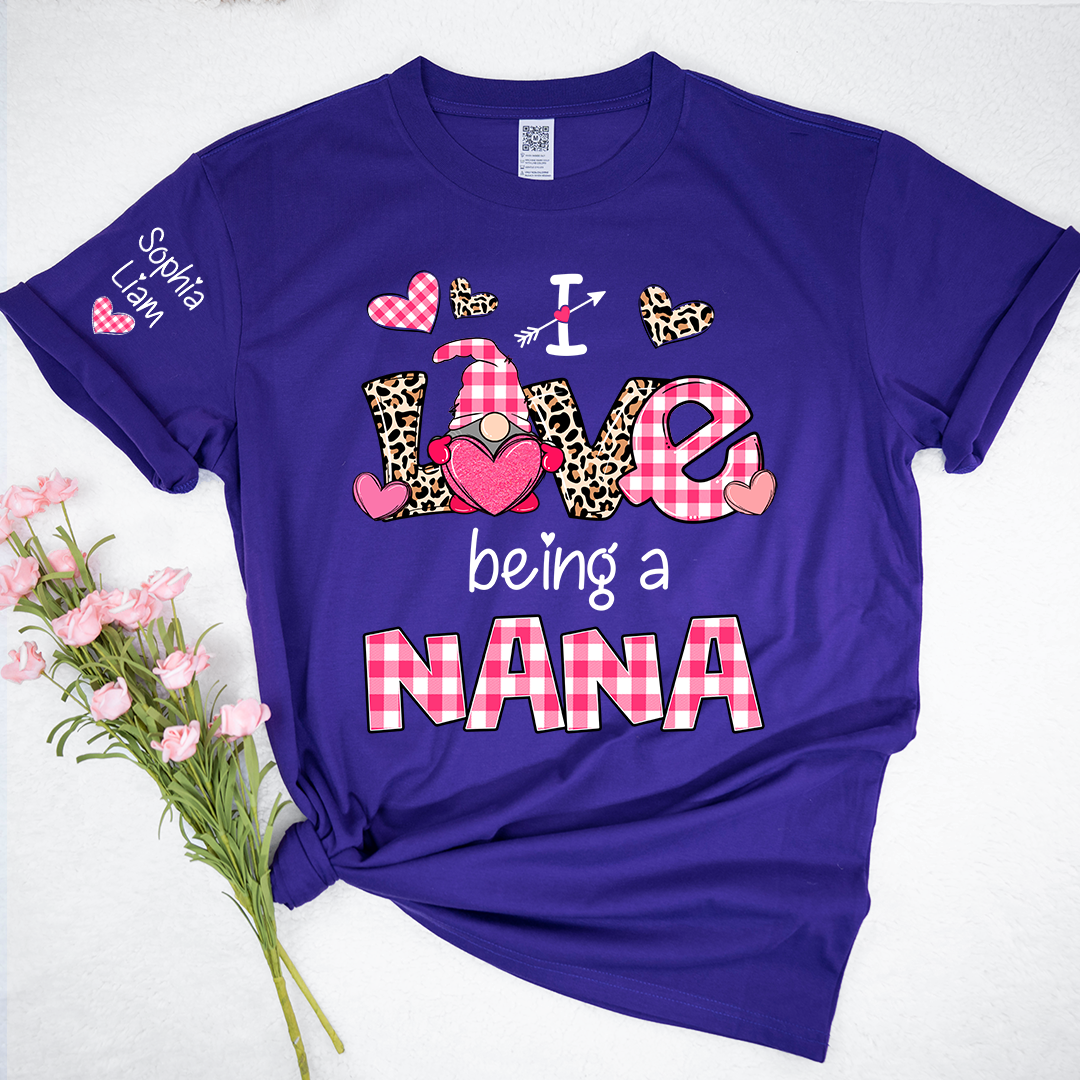 Personalized Nana Shirt I Love Being a Nana with Custom Names, Cute Grandma T Shirt Gift