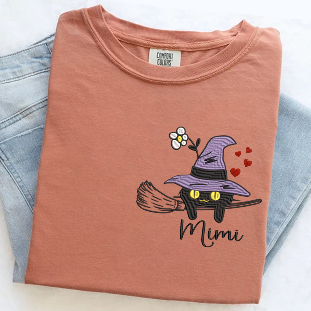 Comfort Colors® T-Shirt Personalized Grandma Cat Halloween, Gift for Mimi and Kids