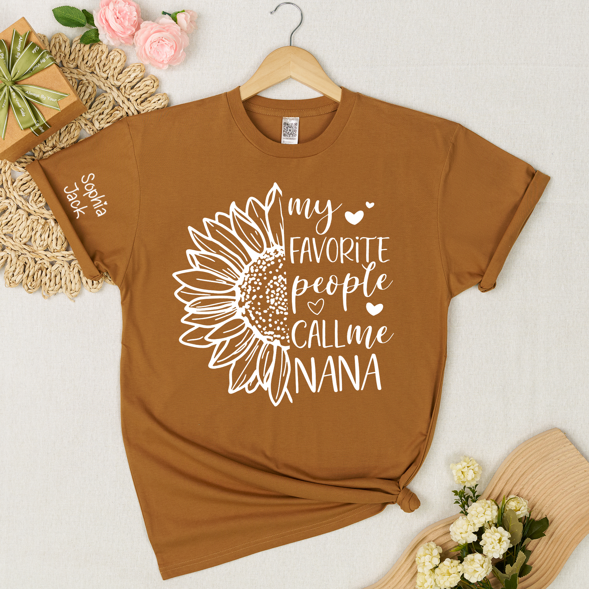 My Favorite People Call Me Nana Shirt – Personalized Sunflower Grandma T-Shirt with Custom Names
