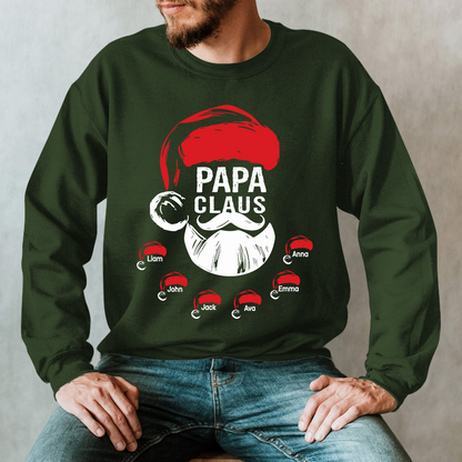 Custom Papa Claus Christmas, Gift For Papa And Kids Sweatshirt