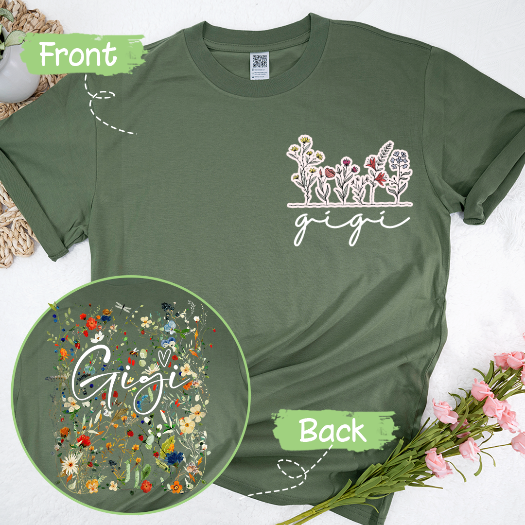 Personalized Gigi Wildflower Trend 2025 T-Shirt, Custom Grandma And Grandkids Shirt