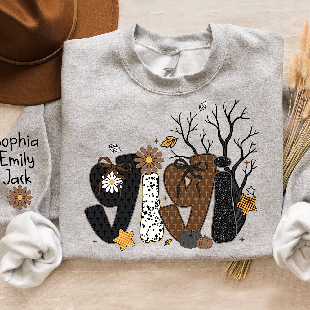 Personalized Grandma, Prayer Sweatshirt, Custom Gigi Nickname with Kids