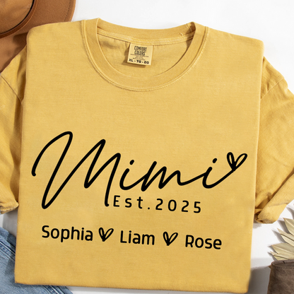 Comfort Colors® Minimalist Custom Name Shirt, Mimi And Kids Family Gift