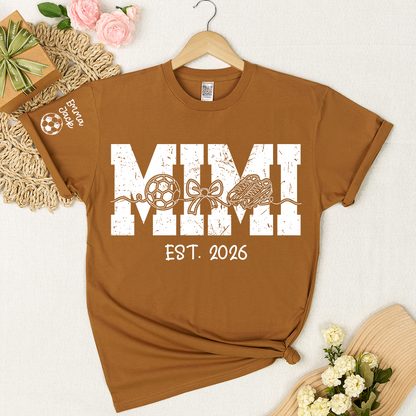 Mimi Est 2026 Soccer Grandma Shirt Personalized Grandkids Names Family T Shirt