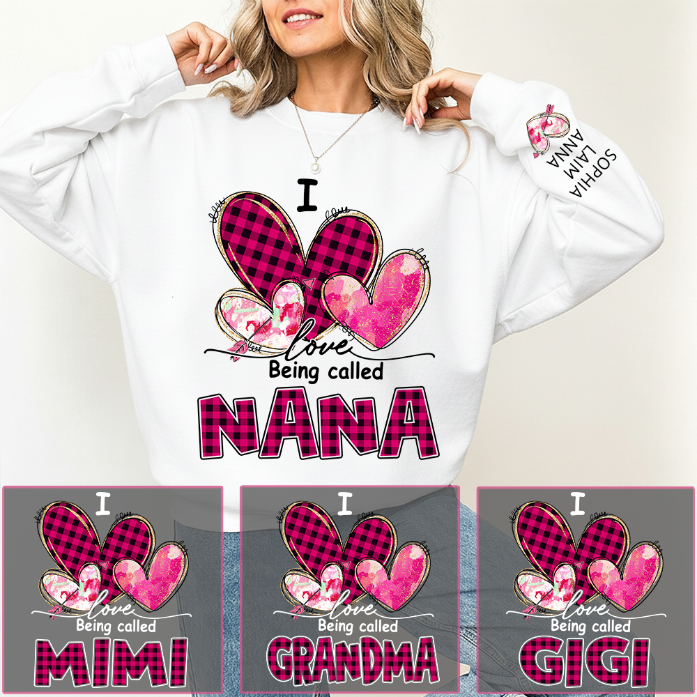 I Love Being Called Mimi Pink Tone Design, Grandma Sweatshirt Personalized with Kids Name