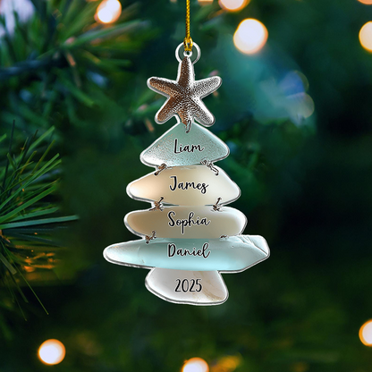 Family Sea Christmas Tree - Personalized Family Acrylic Ornament
