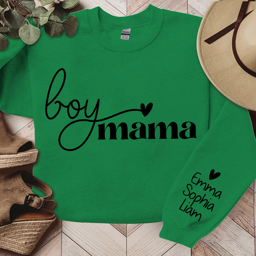 Boy Mama Sweatshirt, Custom Mama And Kids, Gift For Mom TH Sweatshirt