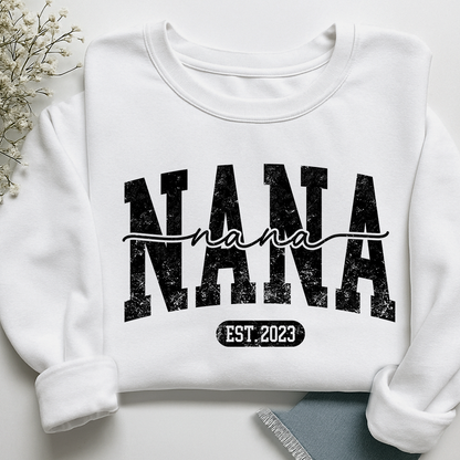 Nana Est. 2025 Custom Sweatshirt Gift For Grandma And Grandchild