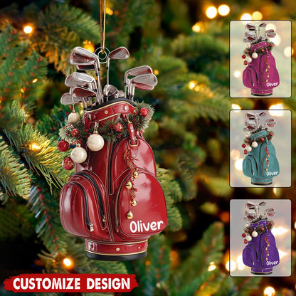 Personalized Golf Bag Ornament 2025 – Custom Name Christmas Ornament for Golfer, Golf Lover Gift Ornament