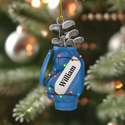 Personalized Golf Ornament 2025 – Custom Name Golf Bag Ornament, Perfect Christmas Gift for Golf Lovers & Players Ornament