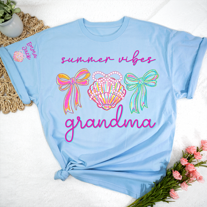 Colorful Bow and Shell Grandma T-Shirt Perfect for Summer Outfits
