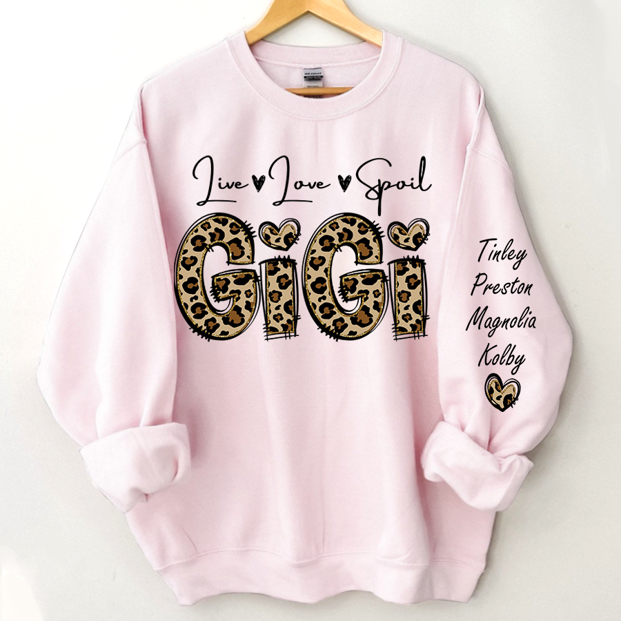 Personalized Live Love Spoil Gigi Sweatshirt, Custom Grandma And Kids Sweatshirt