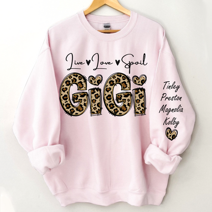 Personalized Live Love Spoil Gigi Sweatshirt, Custom Grandma And Kids Sweatshirt