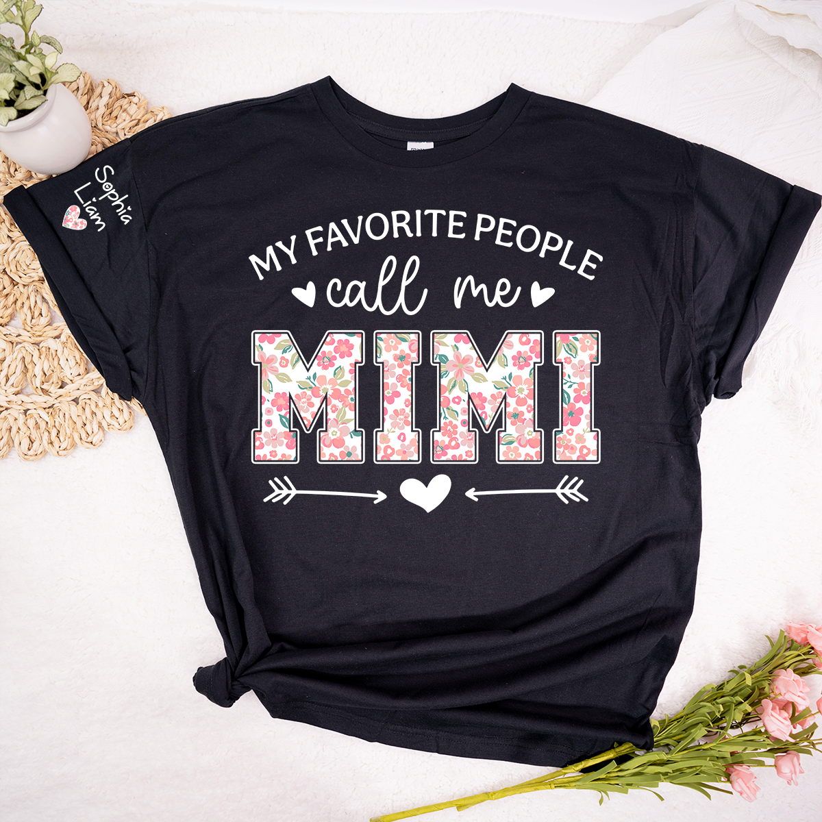 My Favorite People Call Me Mimi Shirt Floral Design, Personalized Grandma T Shirt with Names