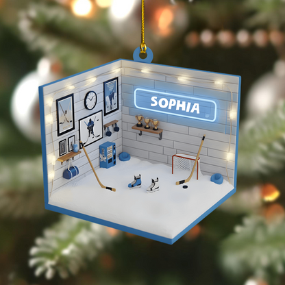 Custom Hockey Ornament 2025 – Personalized Locker Room Ornament with Name, Gift for Ice Hockey Lovers Ornament