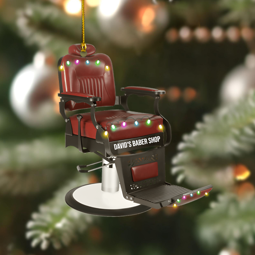 Personalized Barber Chair Ornament 2025 – Custom Name Barber Shop Decoration for Barbers Ornament