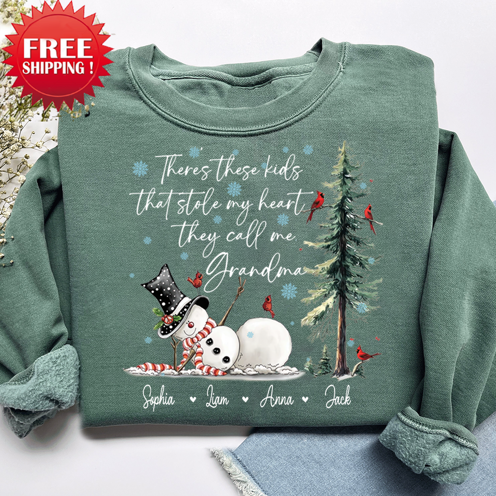 They Call Me Grandma, They Stole My Heart Sweatshirt – Personalized Gift for Grandmother, Cute Holiday Outfit for Christmas