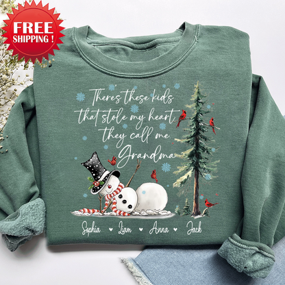 They Call Me Grandma, They Stole My Heart Sweatshirt – Personalized Gift for Grandmother, Cute Holiday Outfit for Christmas