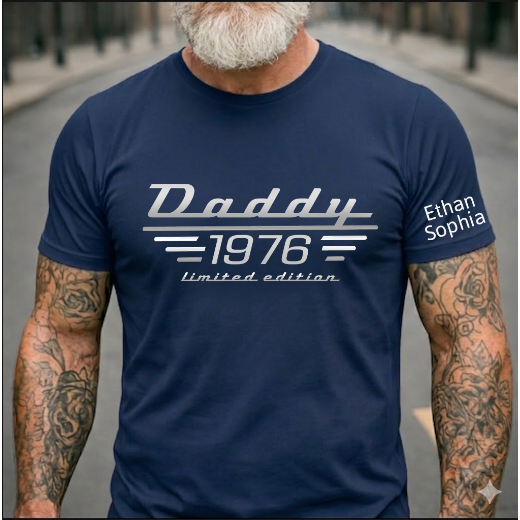 Limited Edition Dad T-Shirt – Personalized Custom Names Gift for Father Papa Birthday Fathers Day