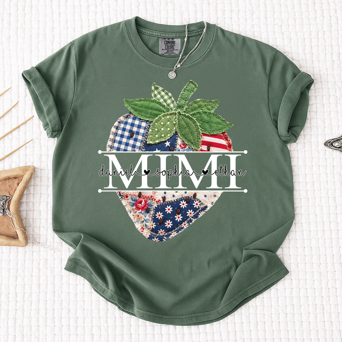 Comfort Colors® Personalized Mimi 4th of July Shirt, Cute Patriotic Grandma Strawberry Tee
