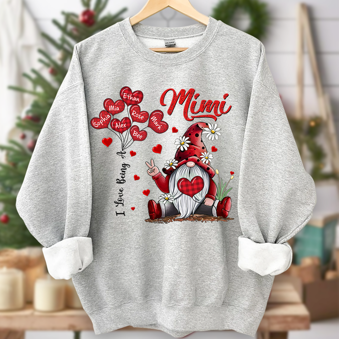 I Love Being A Mimi Gnome Heart With Grandkids Sweatshirt