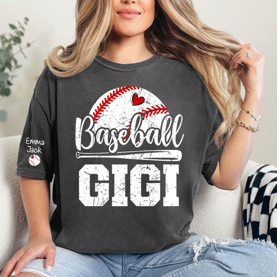 Custom Baseball Gigi T-Shirt, Graphic Tee With Baseball And Heart Design for Gift Grandma And Kids