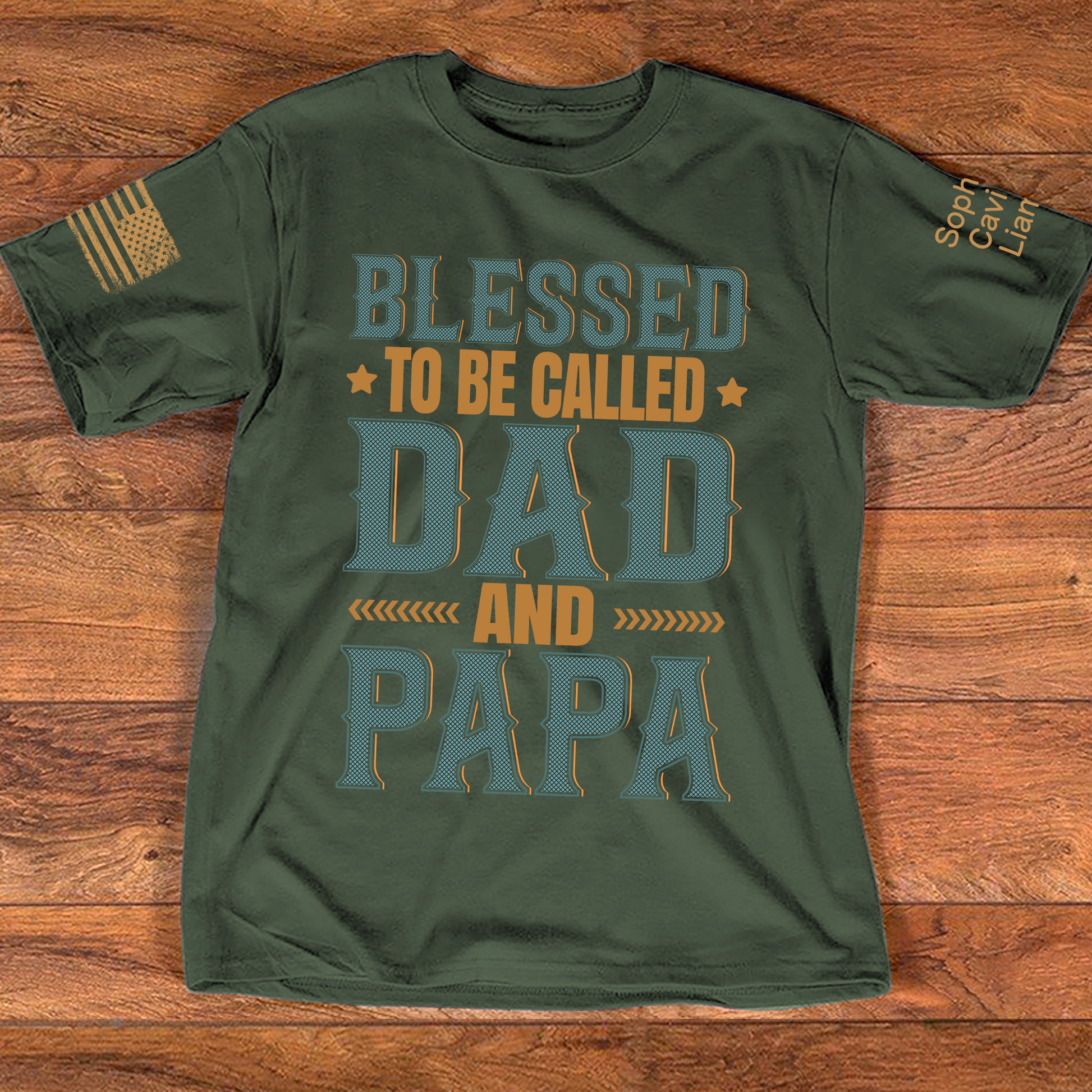 Blesses To Be Called Dad And Papa And Kids Flag American