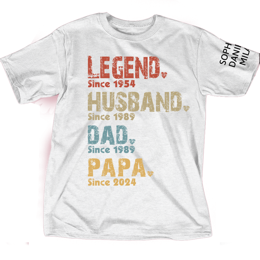 Legend Papa Custom Papa Grandpa Dad And Grandkis T-Shirt