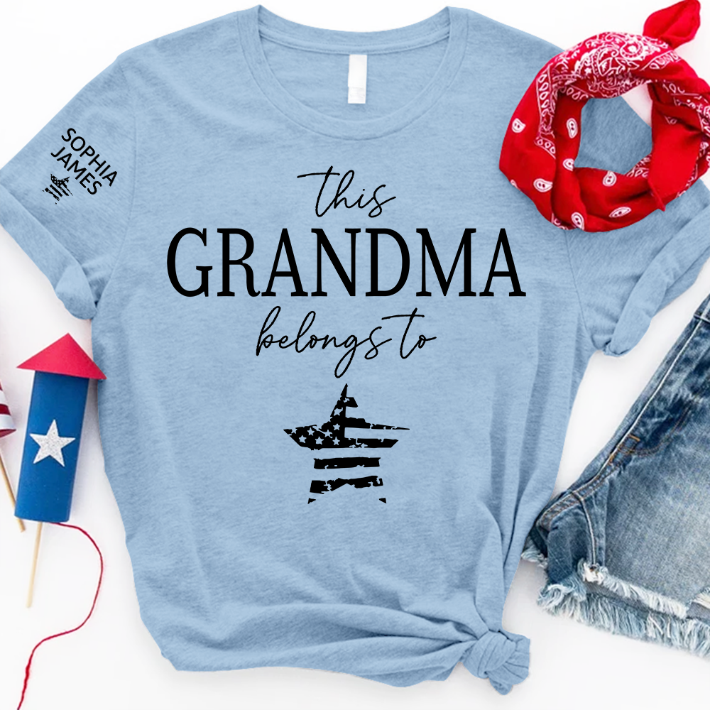 Personalized Grandma Shirt This Grandma Belongs To with Kids Names Patriotic 4th of July Custom Family T Shirt
